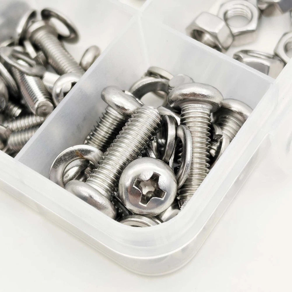320pcs Round Head Phillips Screws with Washers and Nuts for Automotive