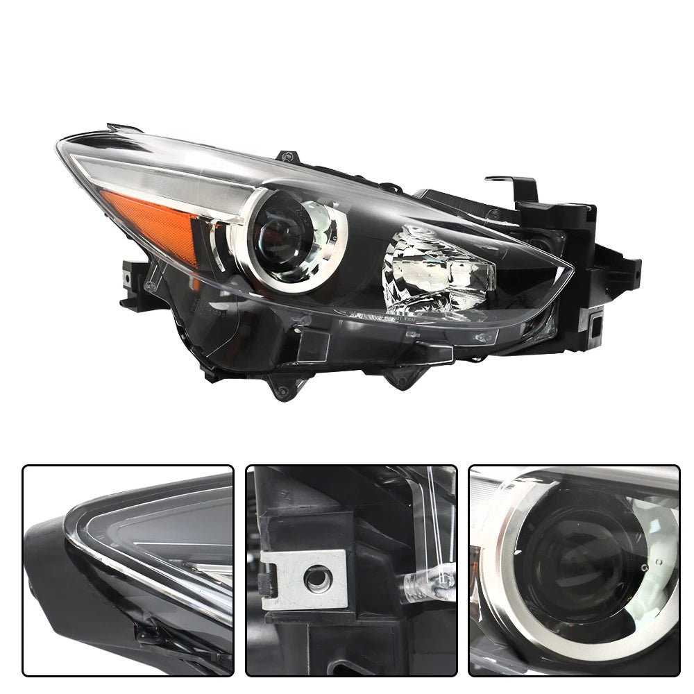 Headlamp Right Passenger Side for Mazda 3 (2017–2018) Halogen Assembly