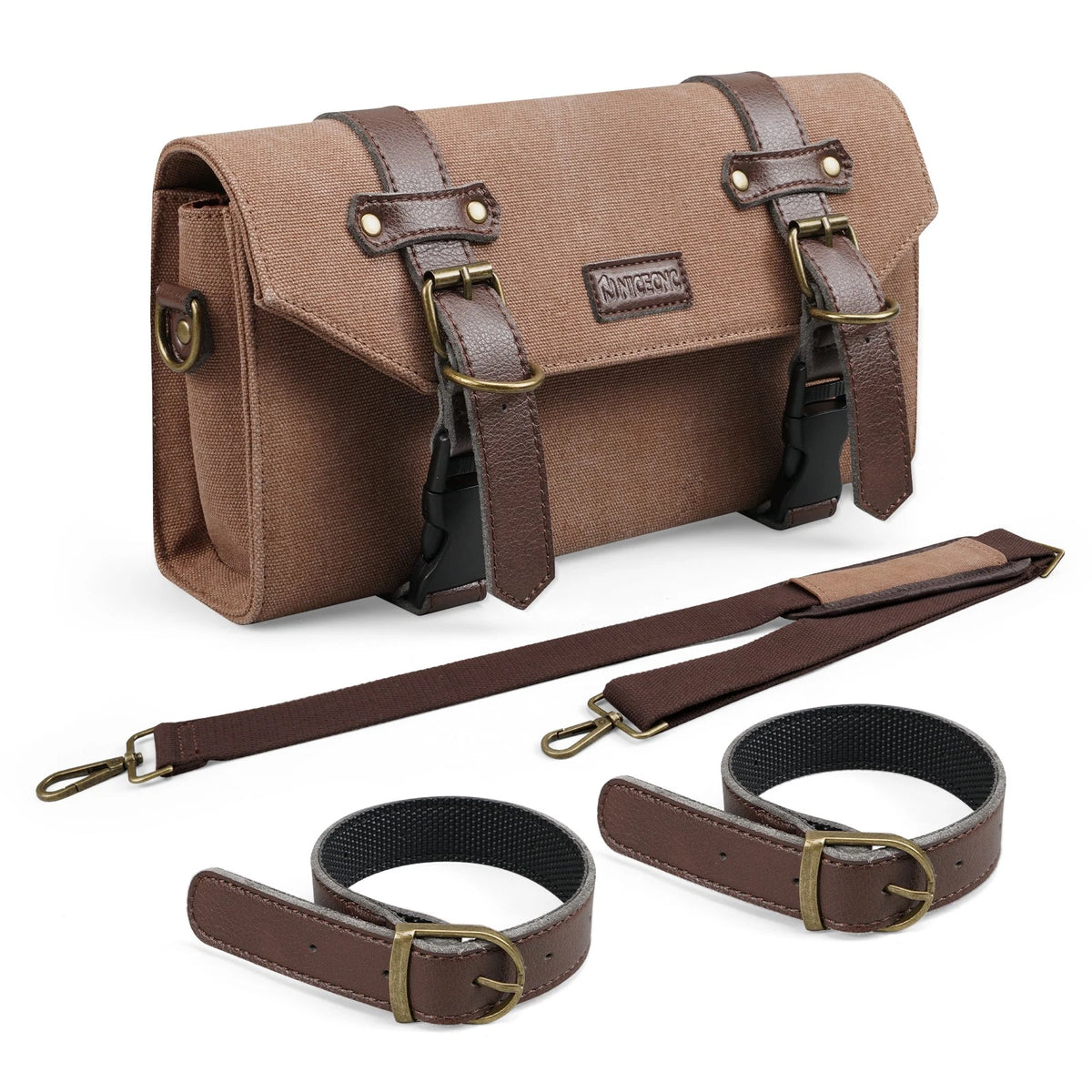Canvas Handlebar Storage Bag for Motorcycle (Universal Fit)