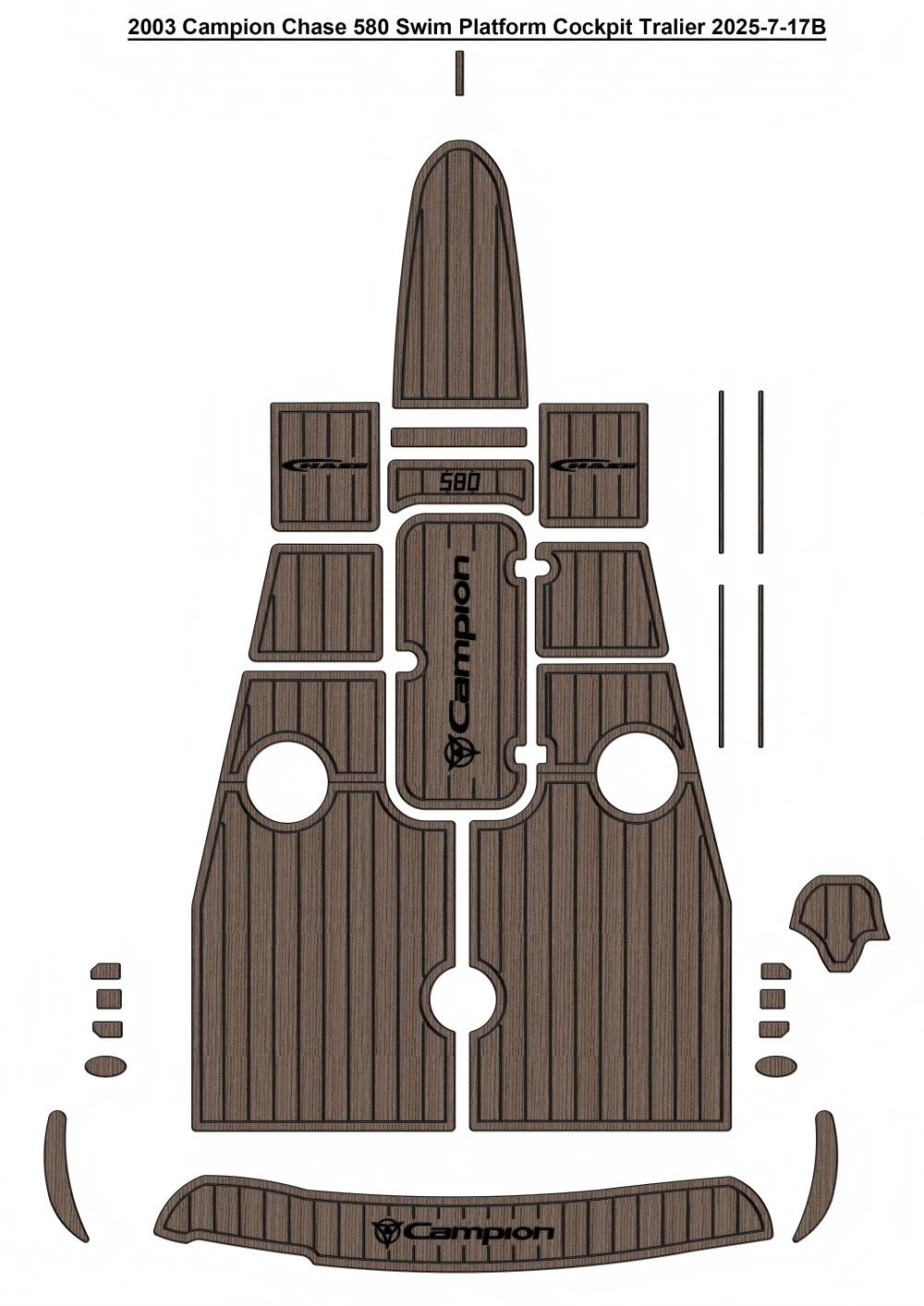 EVA Pad Foam Teak Deck Flooring Mat for Campion Chase 580 (2003)