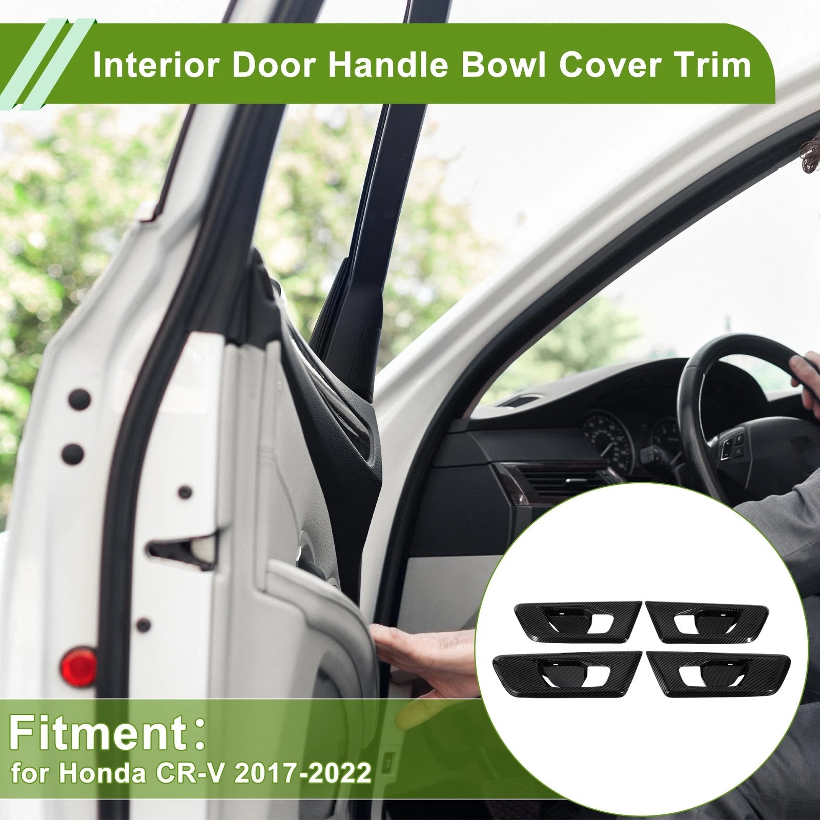 Interior Door Handle Bowl Cover Trim ABS Replacement for Honda CR-V (2017-2022) 4 Pcs
