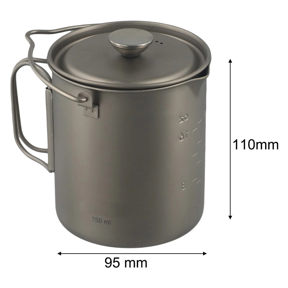 Foldable Handle Titanium Coffee Cup 750ml for Travel and Camping