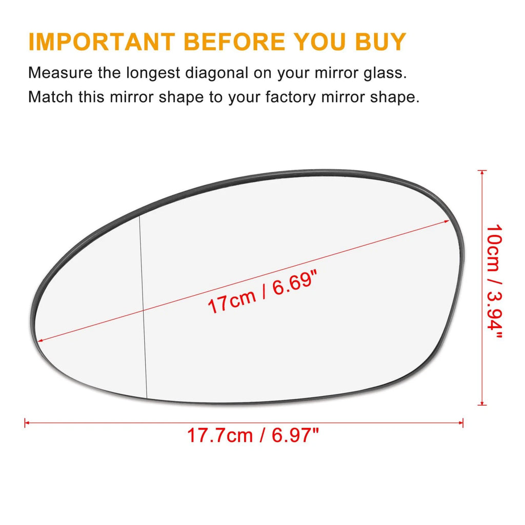 Heated Side Mirror Glass with Backing Left Replacement for BMW 335i (2007–2013)