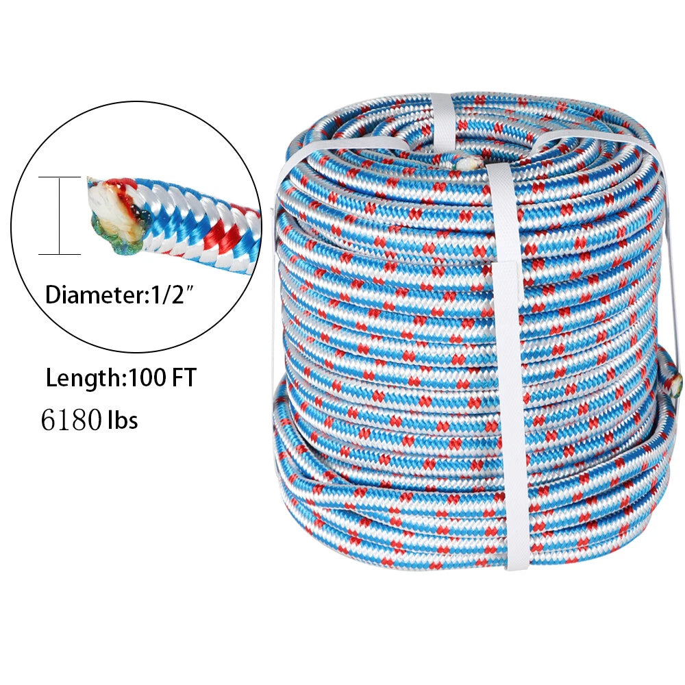 1/2" x 100' Braided Polyester Rope for Arborist Rigging (LABLT)