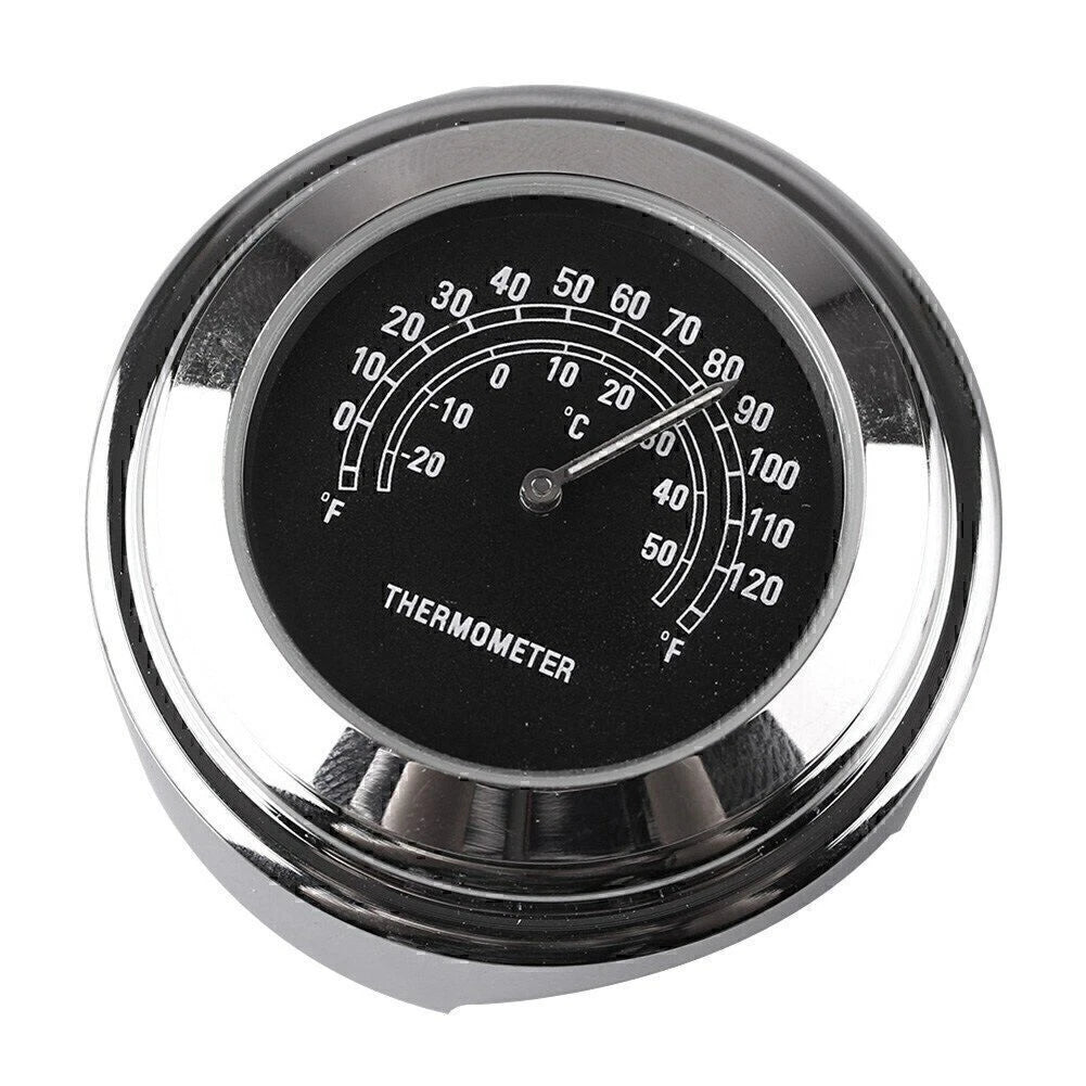 7/8" Handlebar Clock Thermometer for Motorcycle (Chrome Mount)