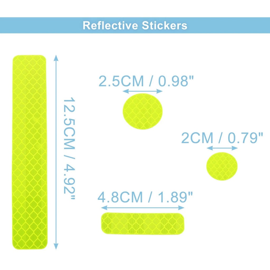 Reflective Helmet Stickers Set for Bicycle Car PET Fluorescent Yellow (14pcs)