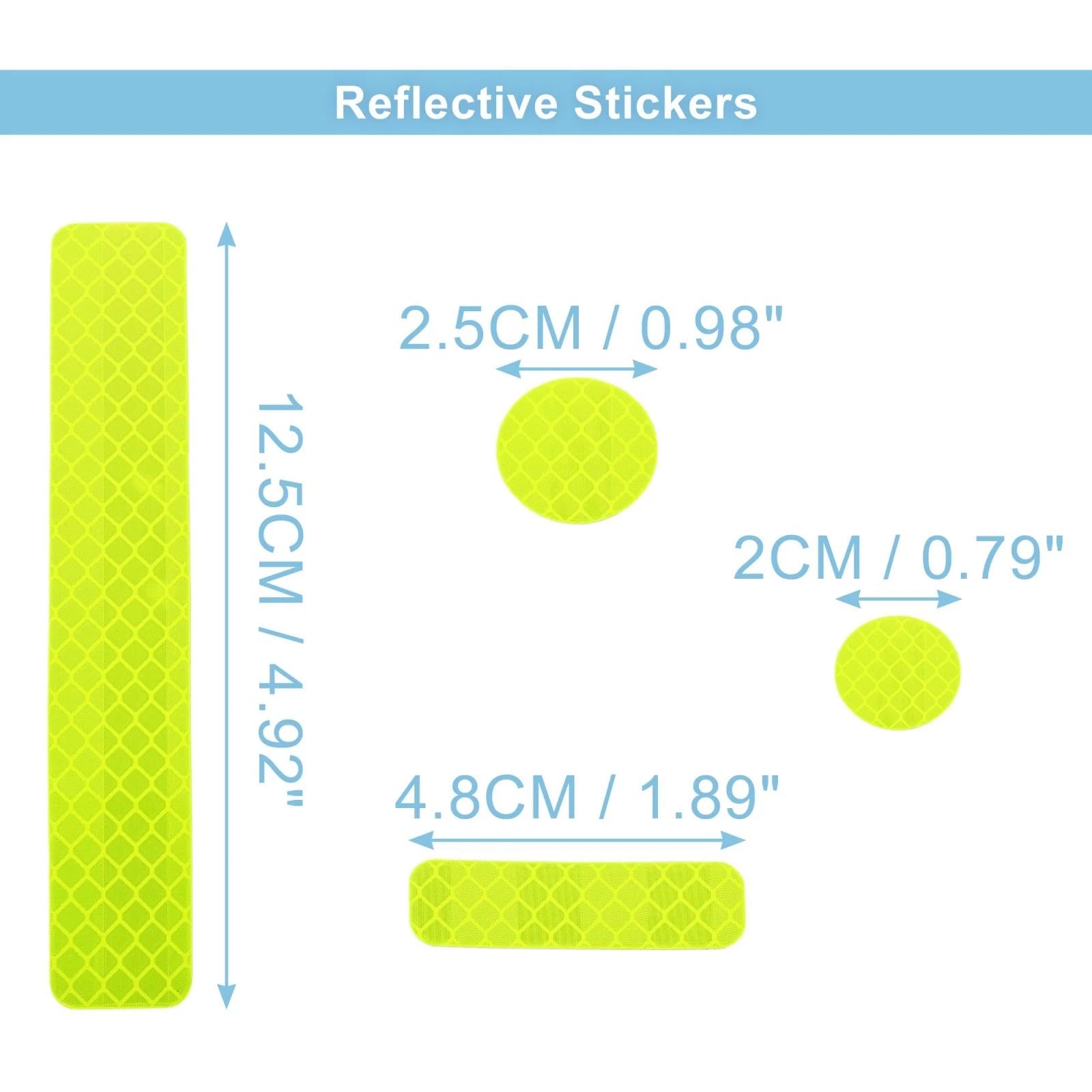 Reflective Helmet Stickers Set for Bicycle Car PET Fluorescent Yellow (14pcs)