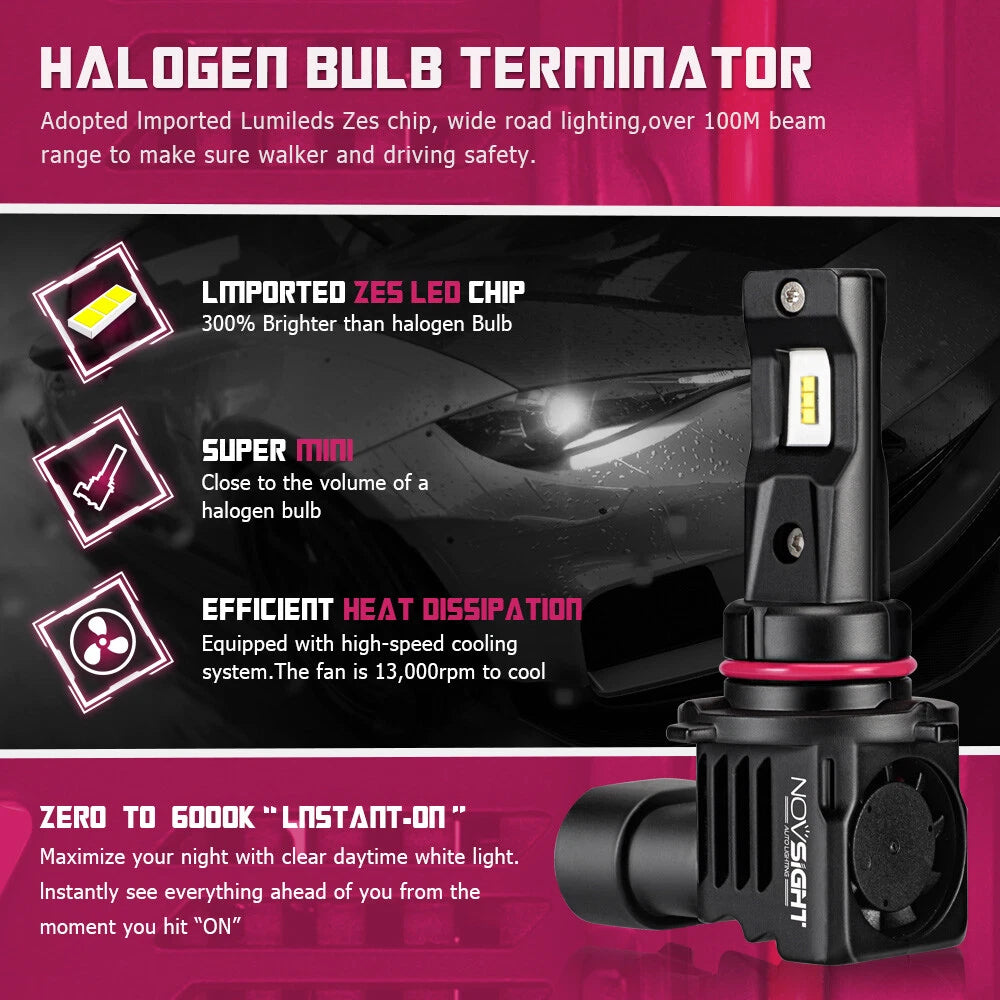 H11 LED Headlight Low Beam Bulbs for Multiple Vehicles (6000K, 10000LM)