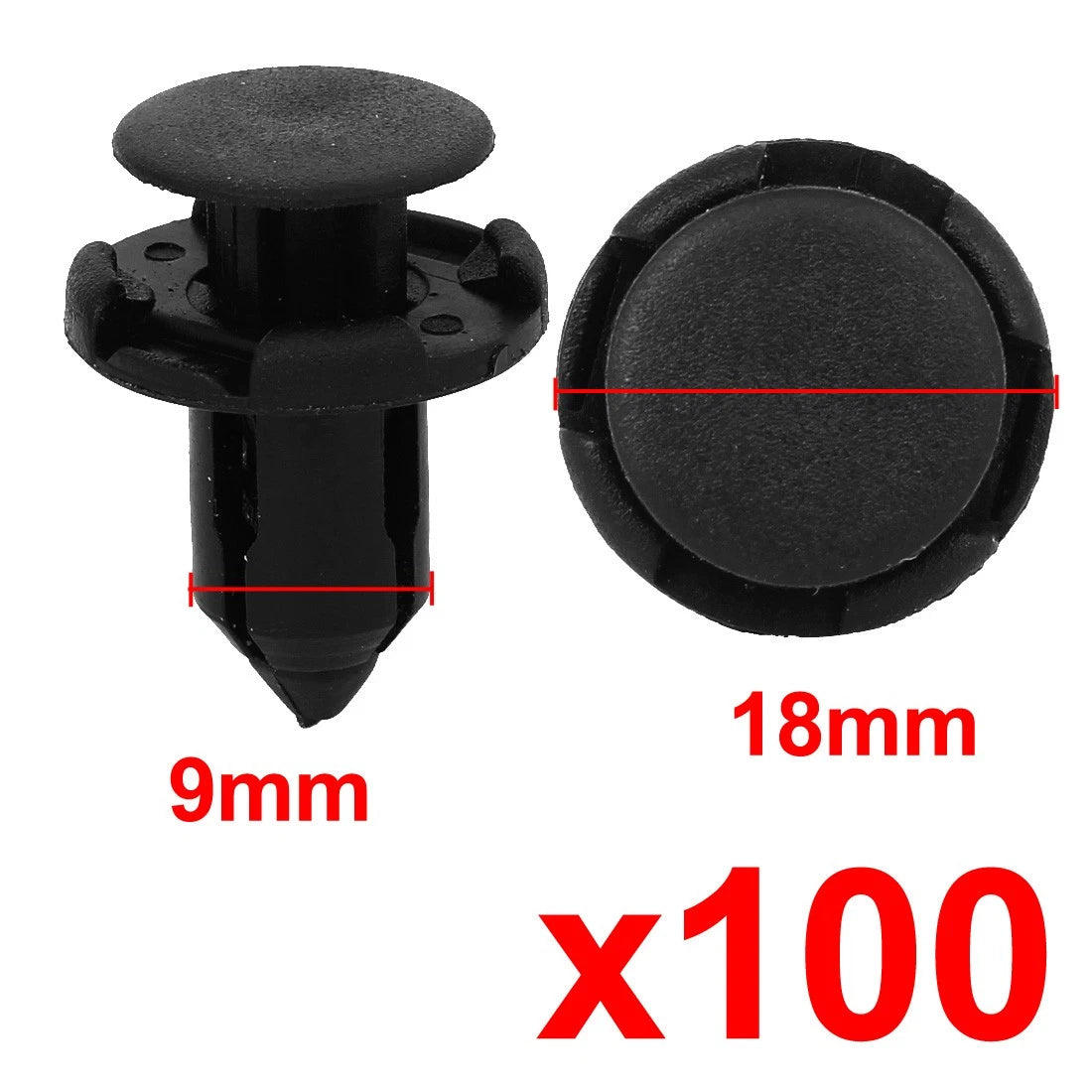 Nylon Fender Retainer Push Clips Set 9mm for Honda (9mm) (100 Pcs)