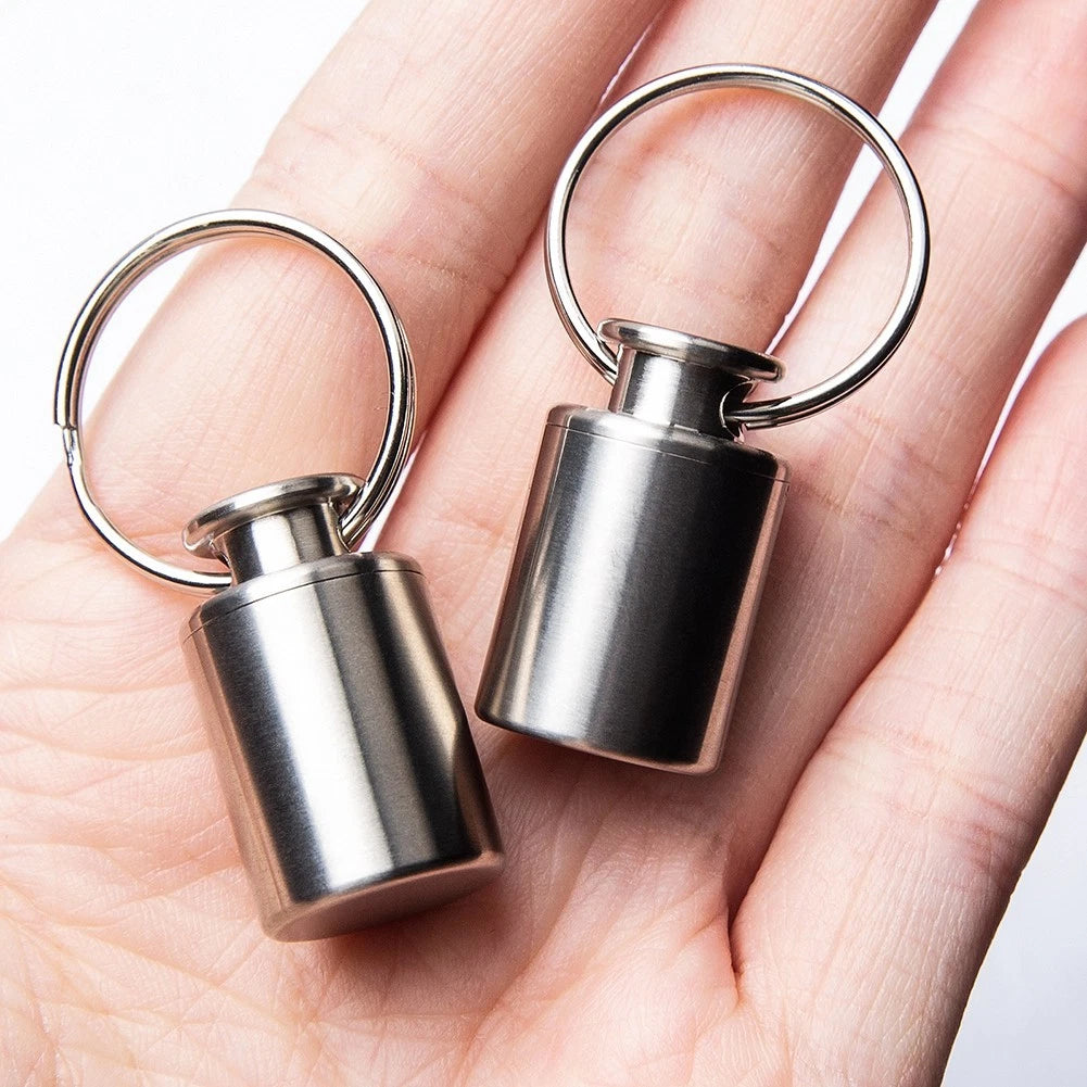 Keychain Pill Holder Case for Compact Waterproof Titanium Organizer