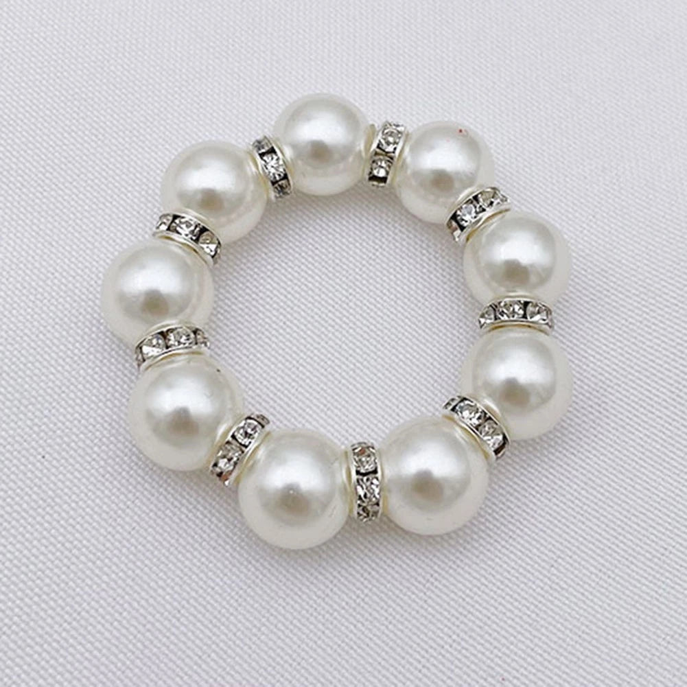 Elegant Silver Pearl Napkin Rings Pack of 30 for Table Decor