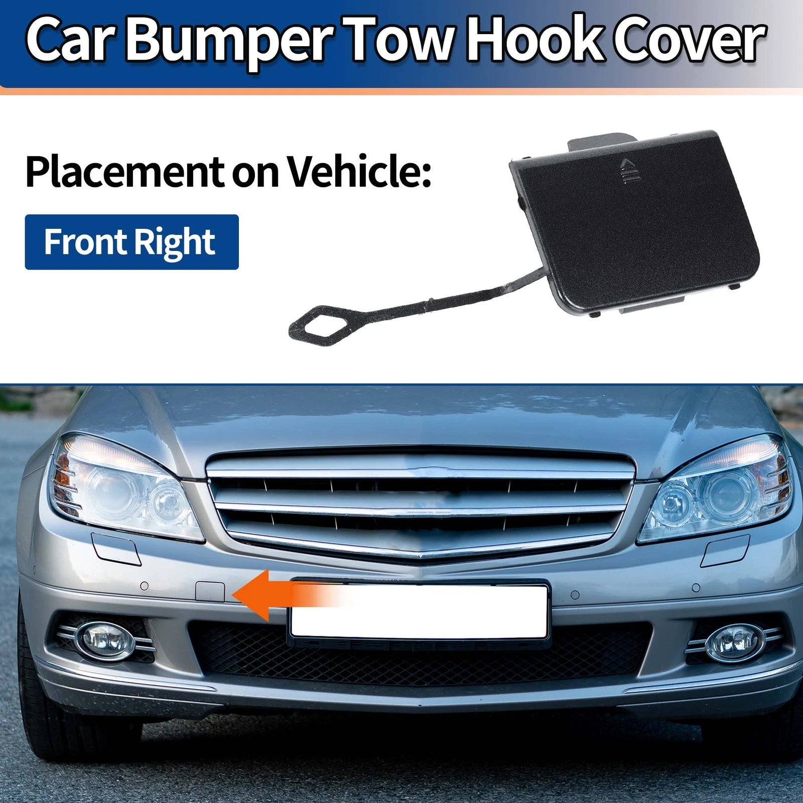 Front Tow Hook Cover Replacement for Mercedes-Benz C-Class W204 (2007–2014)