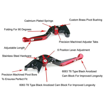 Adjustable Folding Brake Clutch Levers for Aprilia Moto Guzzi (Black)