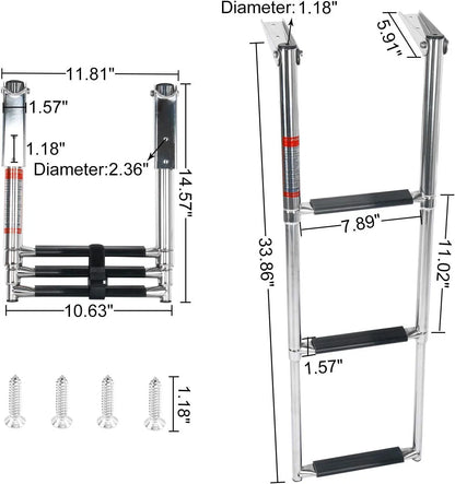 3 Steps Stainless Steel Telescoping Boat Ladder for Marine Yacht