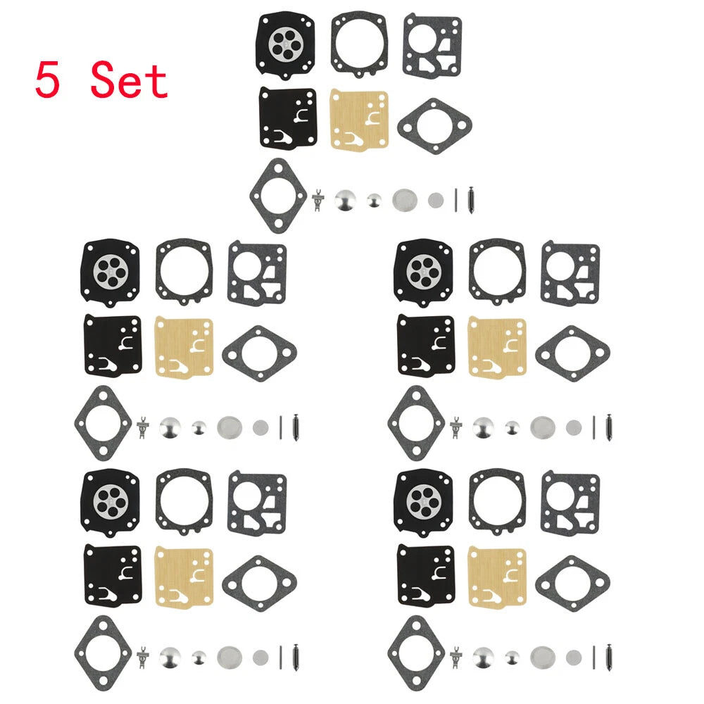Set of 5 Carburetor Repair Kits for Tillotson Homelite X-12 (RK-23HS, RK-17HS)