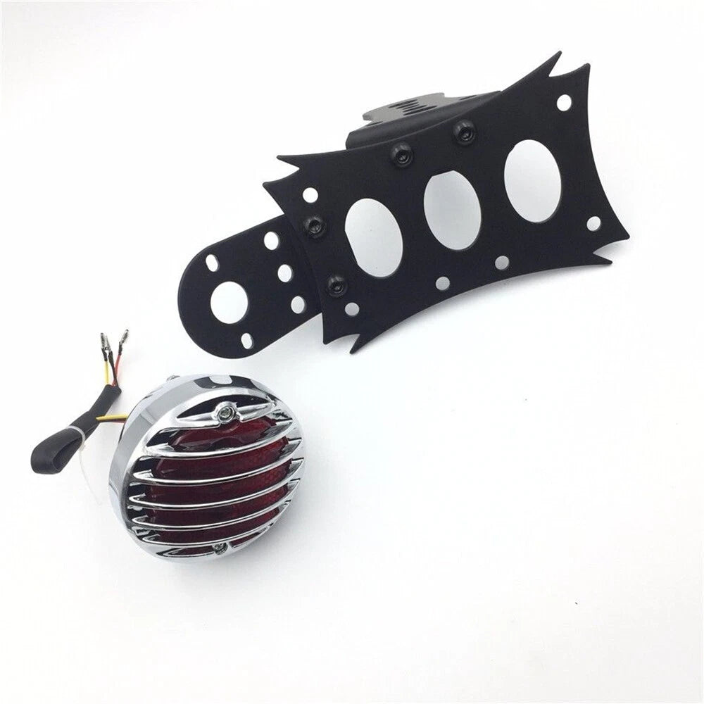 License Bracket & Chrome LED Tail Light for Harley Touring Bobber