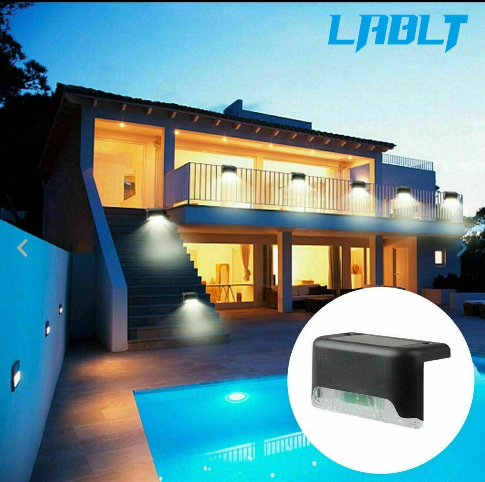 2X LED Solar Step Lights for Patio Deck Staircase Walkway Pool Garden