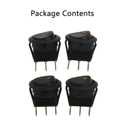 4X Waterproof 12V Round Rocker LED Light Toggle Switch for Car Boat