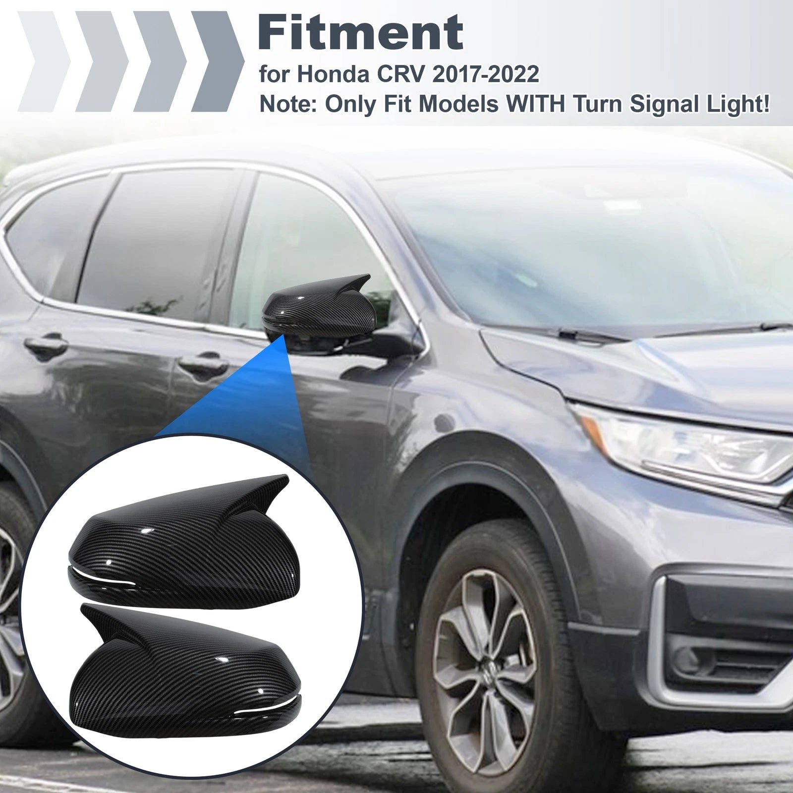 2PCS Left Right Rear View Mirror Cover Replacement for Honda CRV (2017–2022)