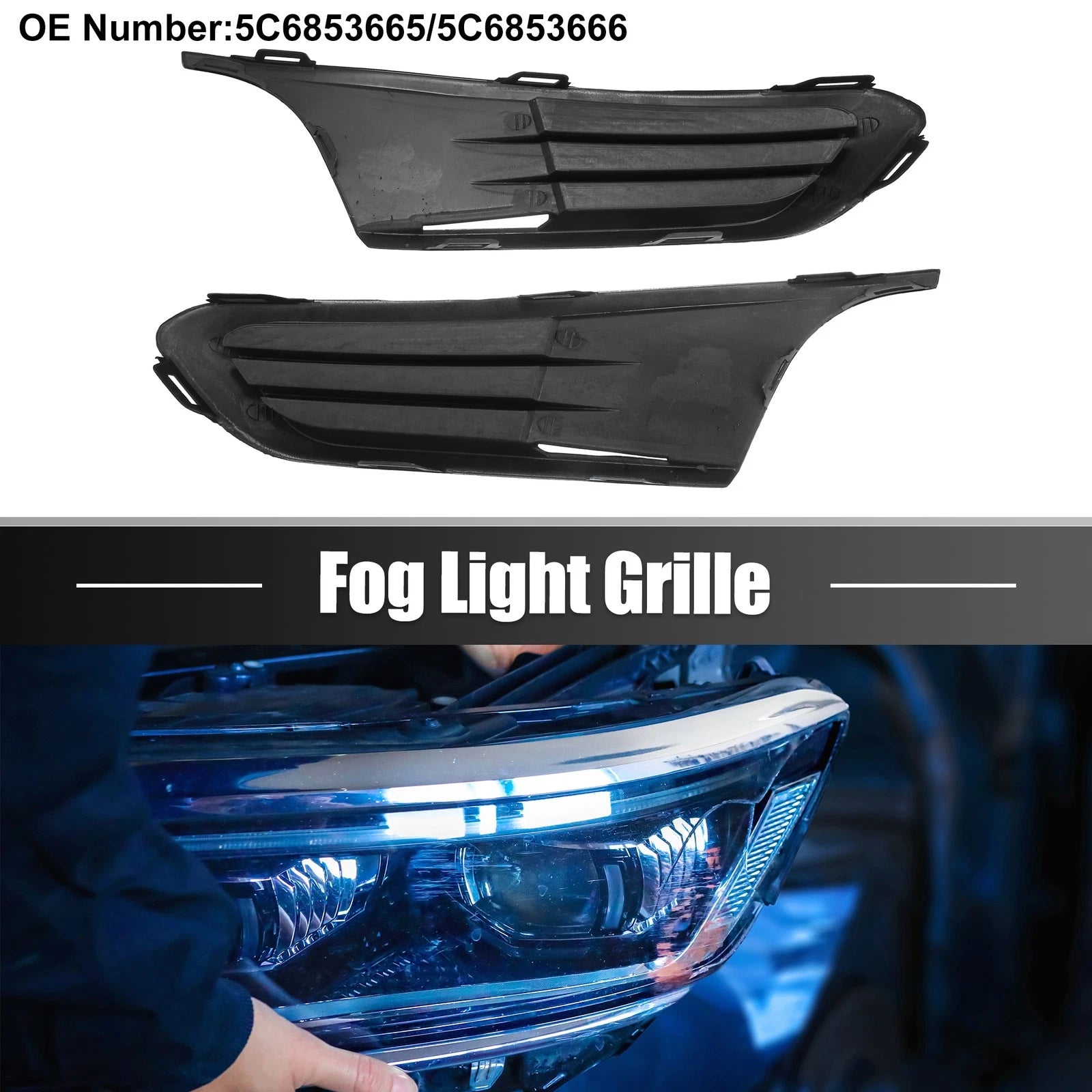 Pair Front Fog Light Grille Cover Trim for Volkswagen Jetta (2005–2015)