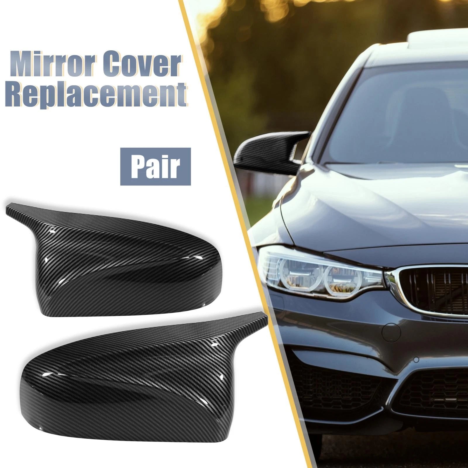 Rear View Mirror Covers Pair Carbon Fiber Pattern for BMW E70 E71 E72 (2006–2013)