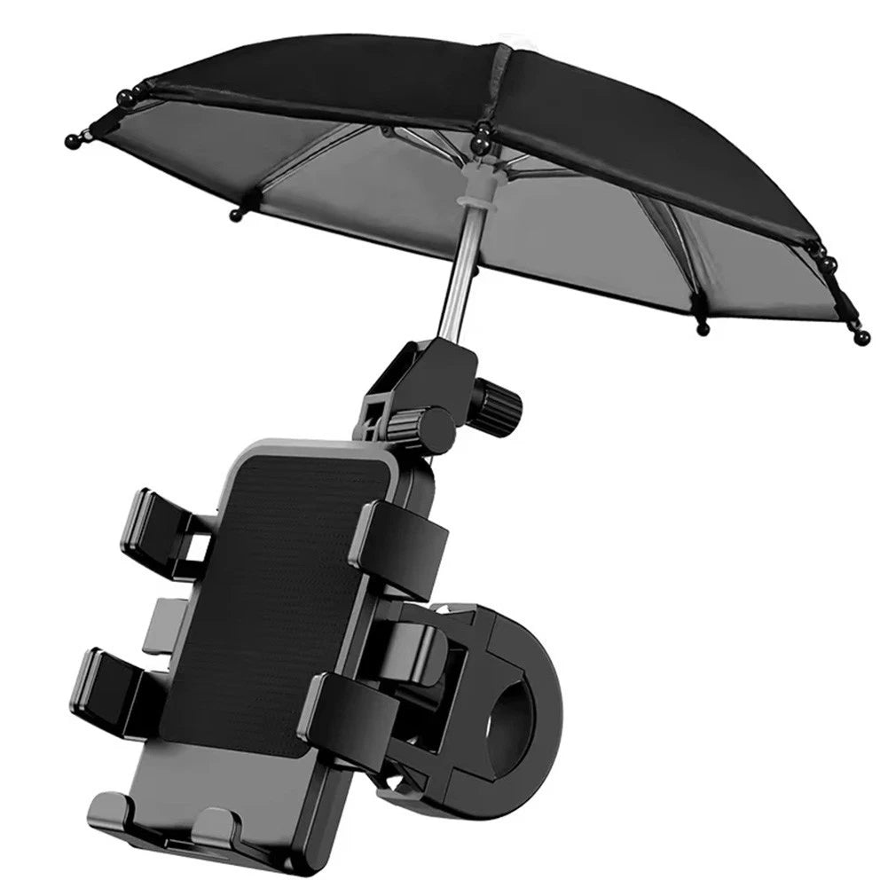 Motorcycle Phone Holder with Umbrella for Enhanced Visibility