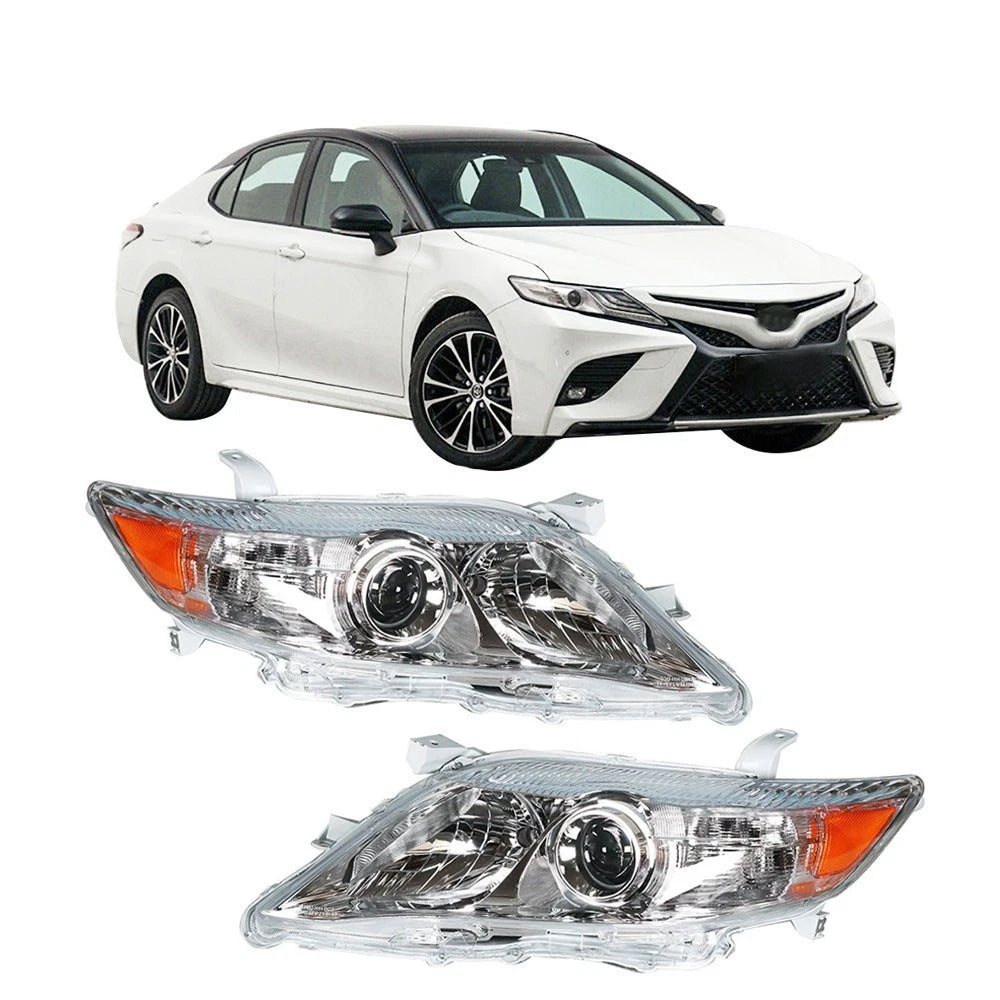 Headlight Assembly Set of 2 Chrome for Toyota Camry LE XLE (2010–2011)