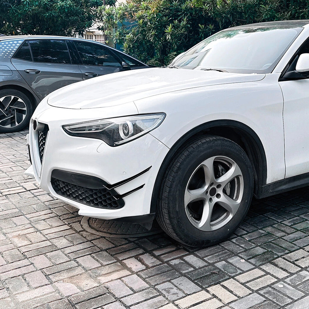 Gloss Black Front Bumper Side Air Vent Fin Trim for Alfa Romeo Stelvio (2017–2025)
