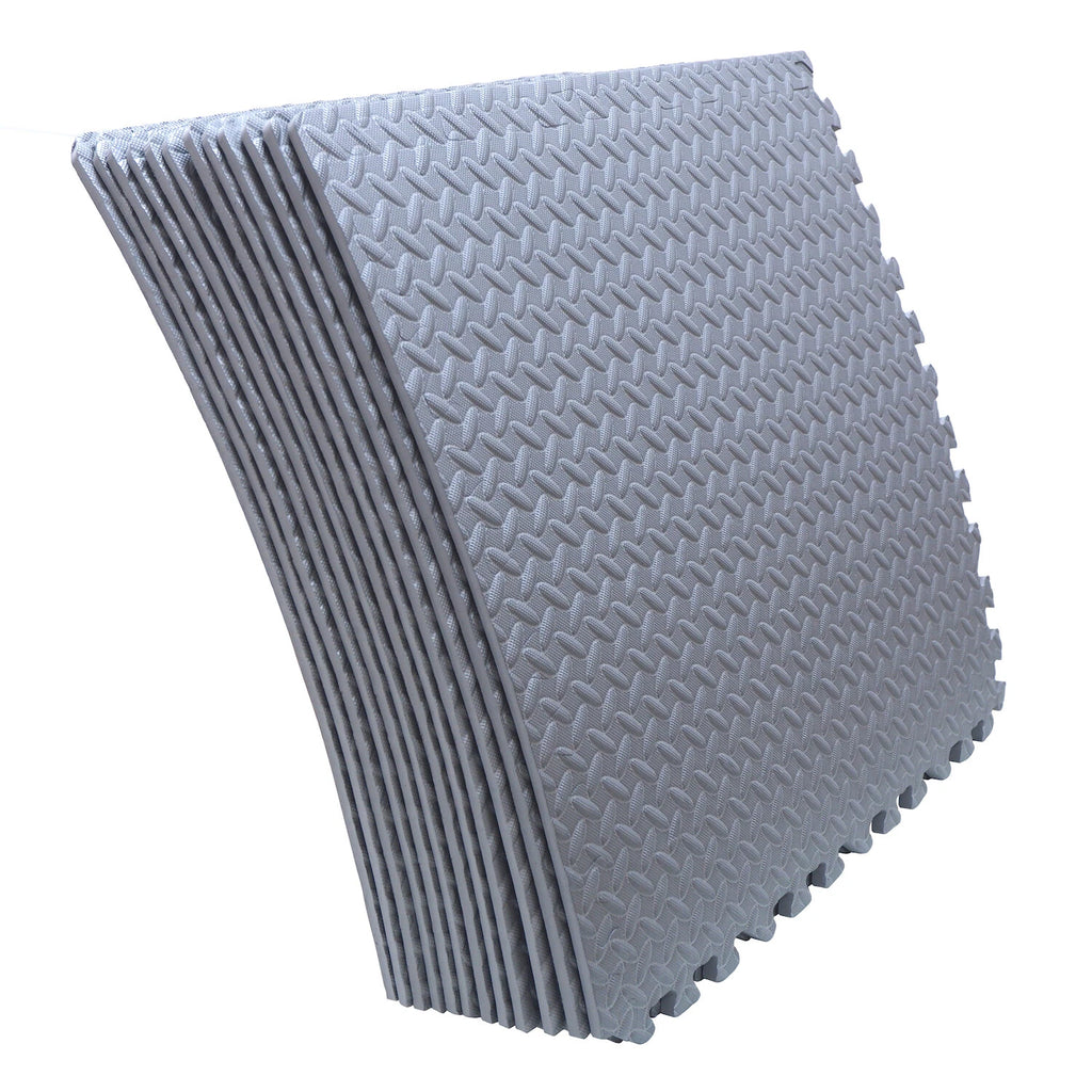 12X Interlocking EVA Foam Gym Floor Mats 24x24 Gray