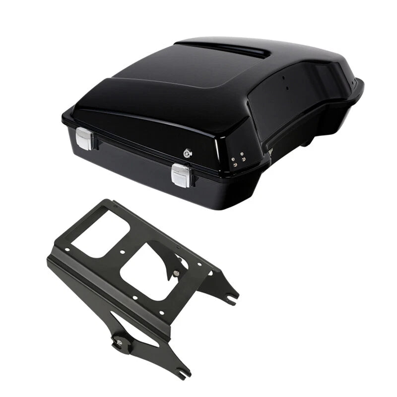 Black Razor Trunk with 2 Up Mounting Rack for Harley Touring (2009–2013)