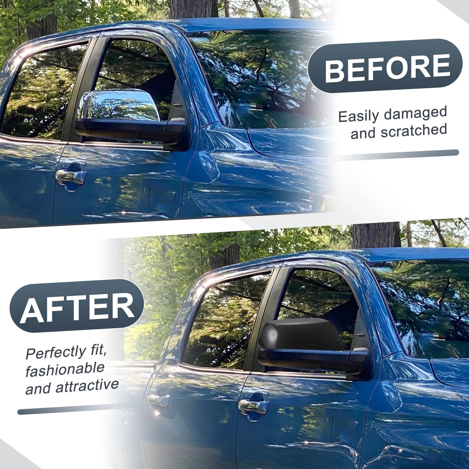 Rearview Mirror Cover Cap Replacement Set for Toyota Tundra Sequoia (2007–2021)
