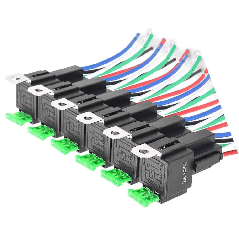 6X Wiring Kit with Color Coded Relays and Fuses for Automotive Use