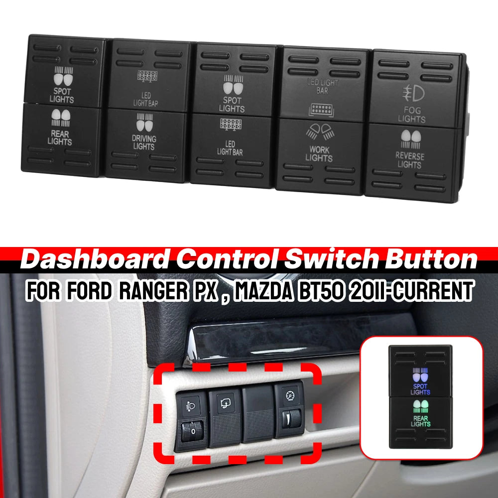 2-Color LED Dual Function Dashboard Control Switch for Mazda BT50 (2011–2020)