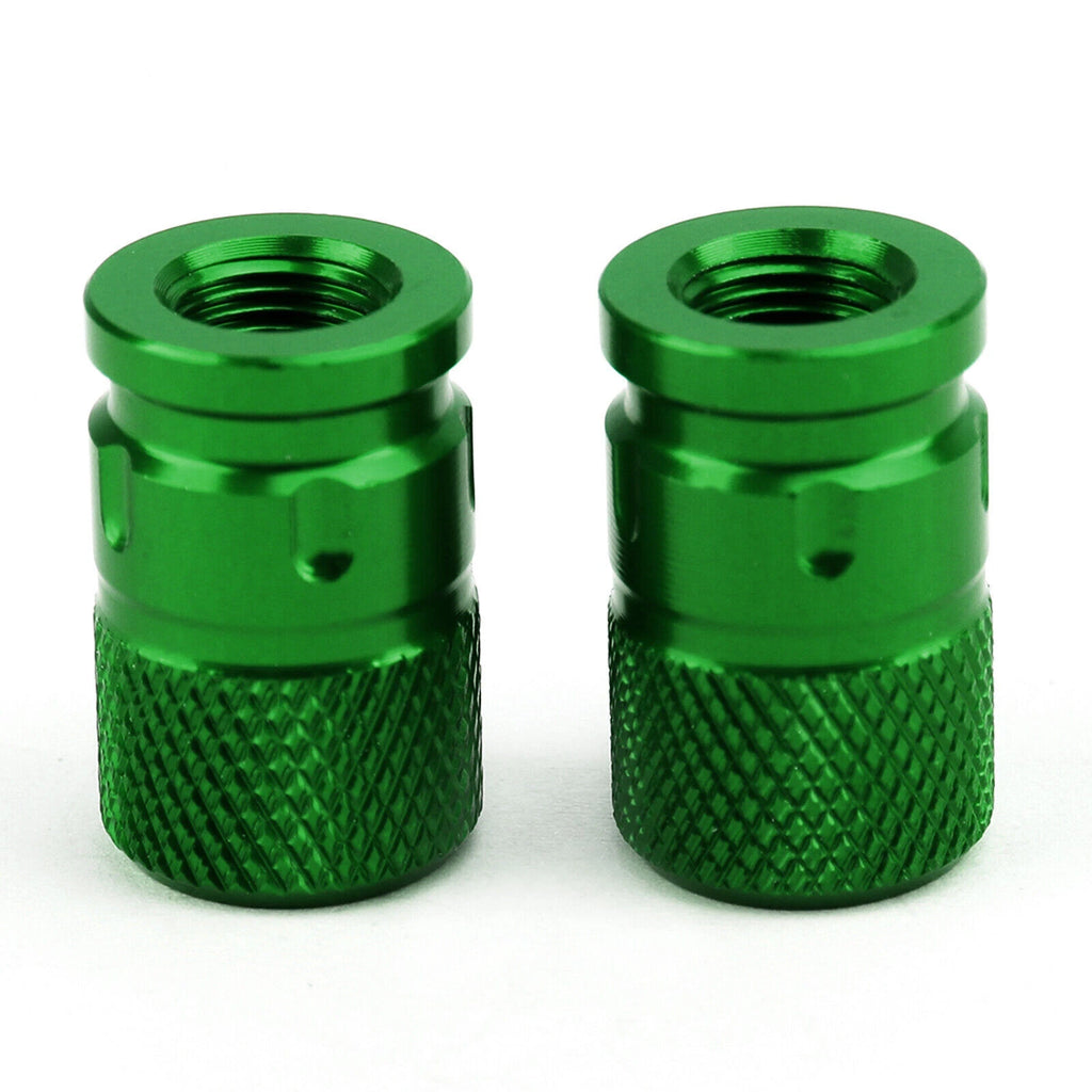 2pcs CNC Green Anti-Theft Tire Valve Stem Caps for Car Truck Bike Motorcycle