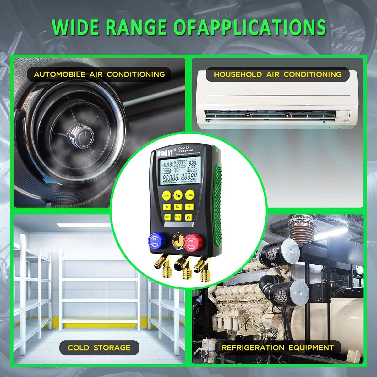 Air Conditioning Gauge Vacuum Tester for R134a R22 (Compatible with R12 R502)