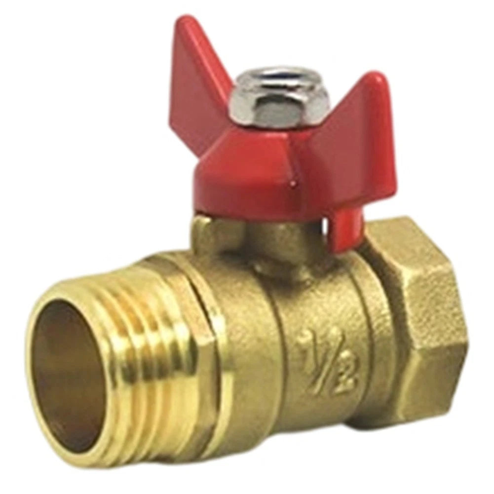 Brass Ball Valve 1/2 Inch with Red Wing Handle for Water Supply