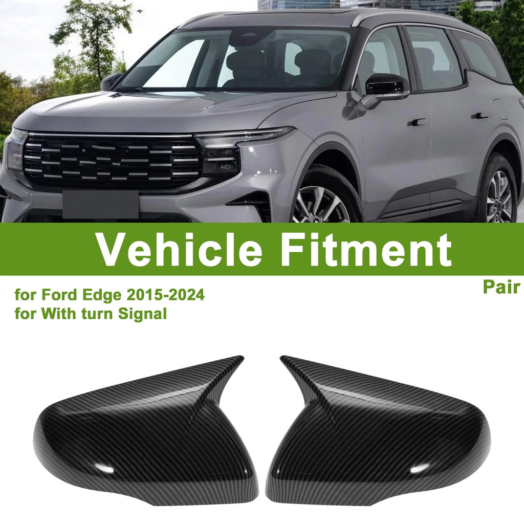 2X Side Mirror Cover Caps for Ford Edge (2015–2024) Black