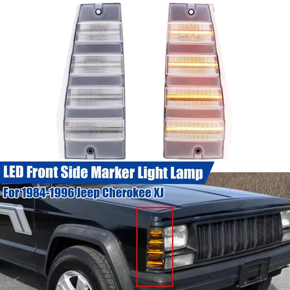 Clear LED Front Corner Side Marker Lights for Jeep Cherokee XJ Comanche (1984–1996)