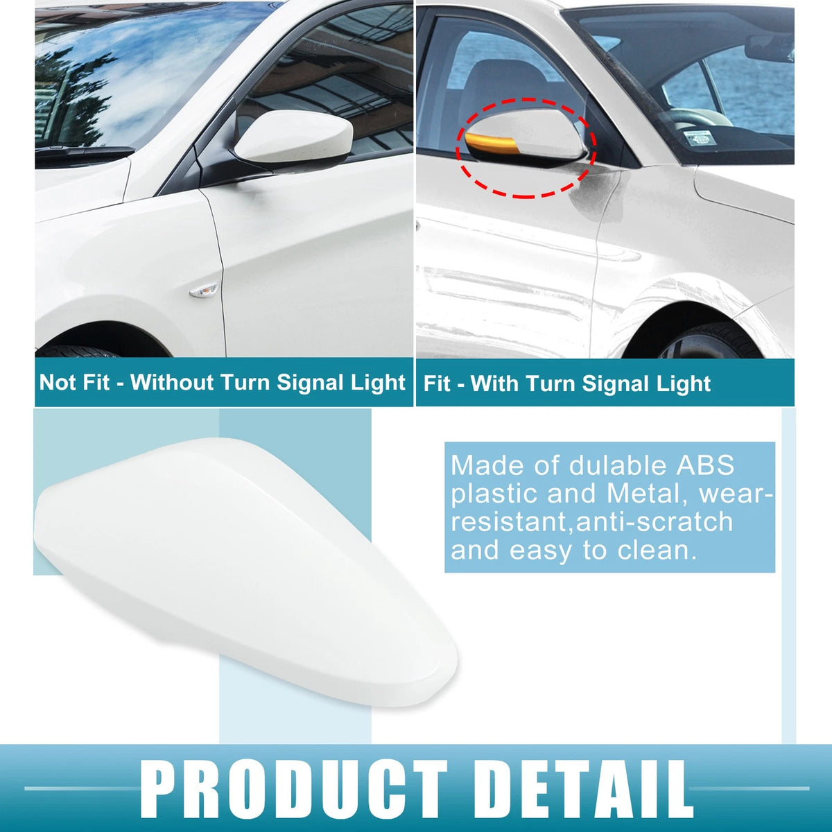 Pair Rearview Mirror Covers for Hyundai Elantra (With Turn Signal Light)