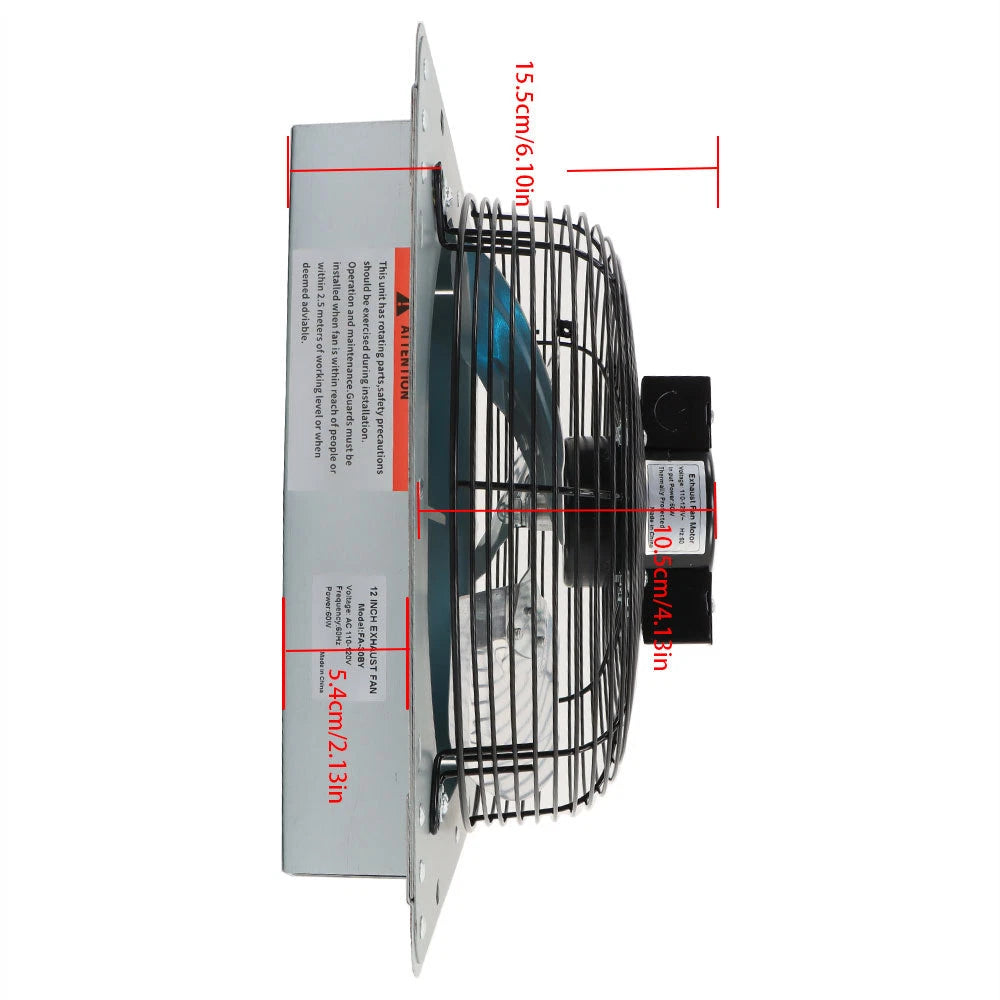 12" Wall Mounted Shutter Exhaust Fan for (1620RPM)