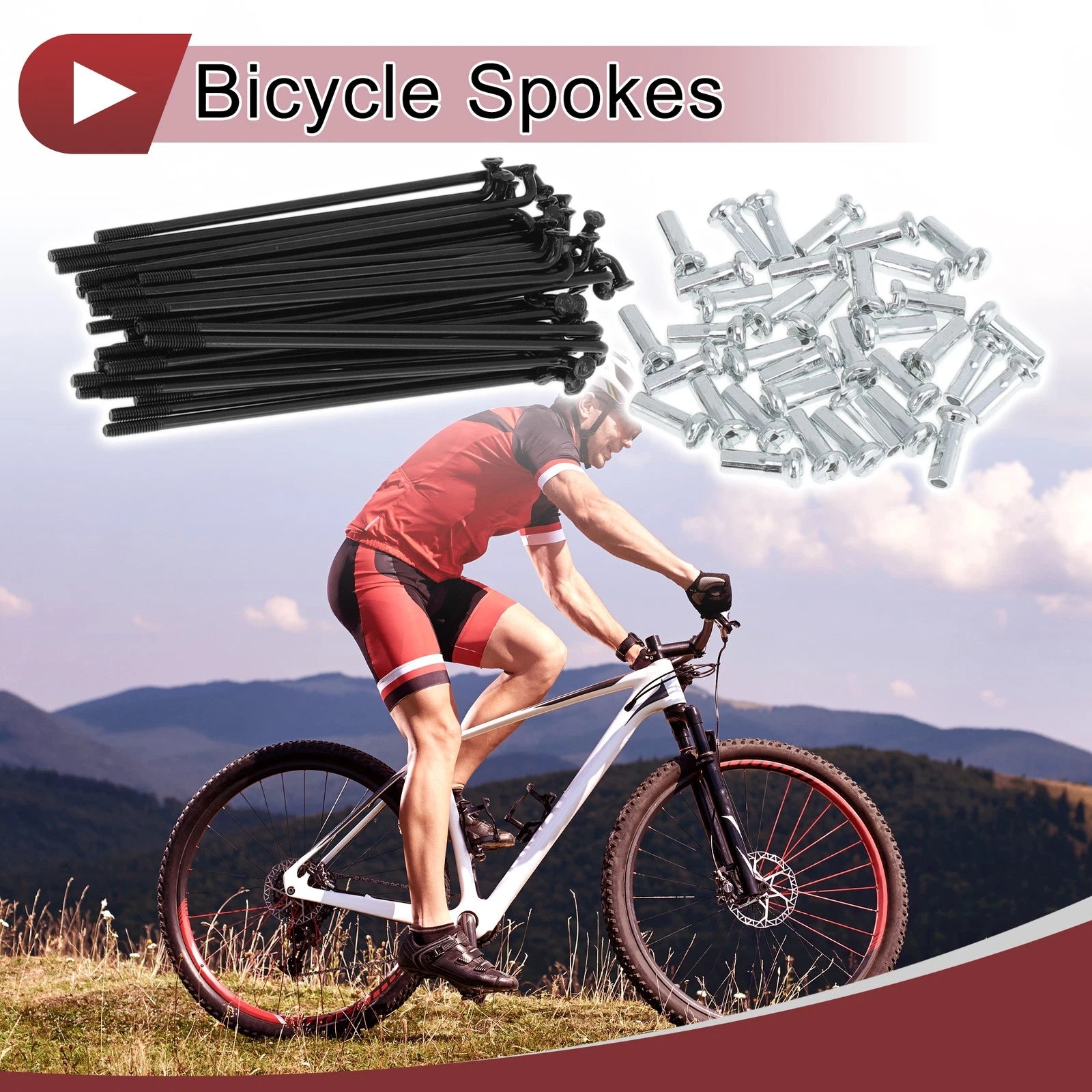 Bicycle Spokes 78mm Carbon Steel Black Set for 14G Wheels (36 Pack)