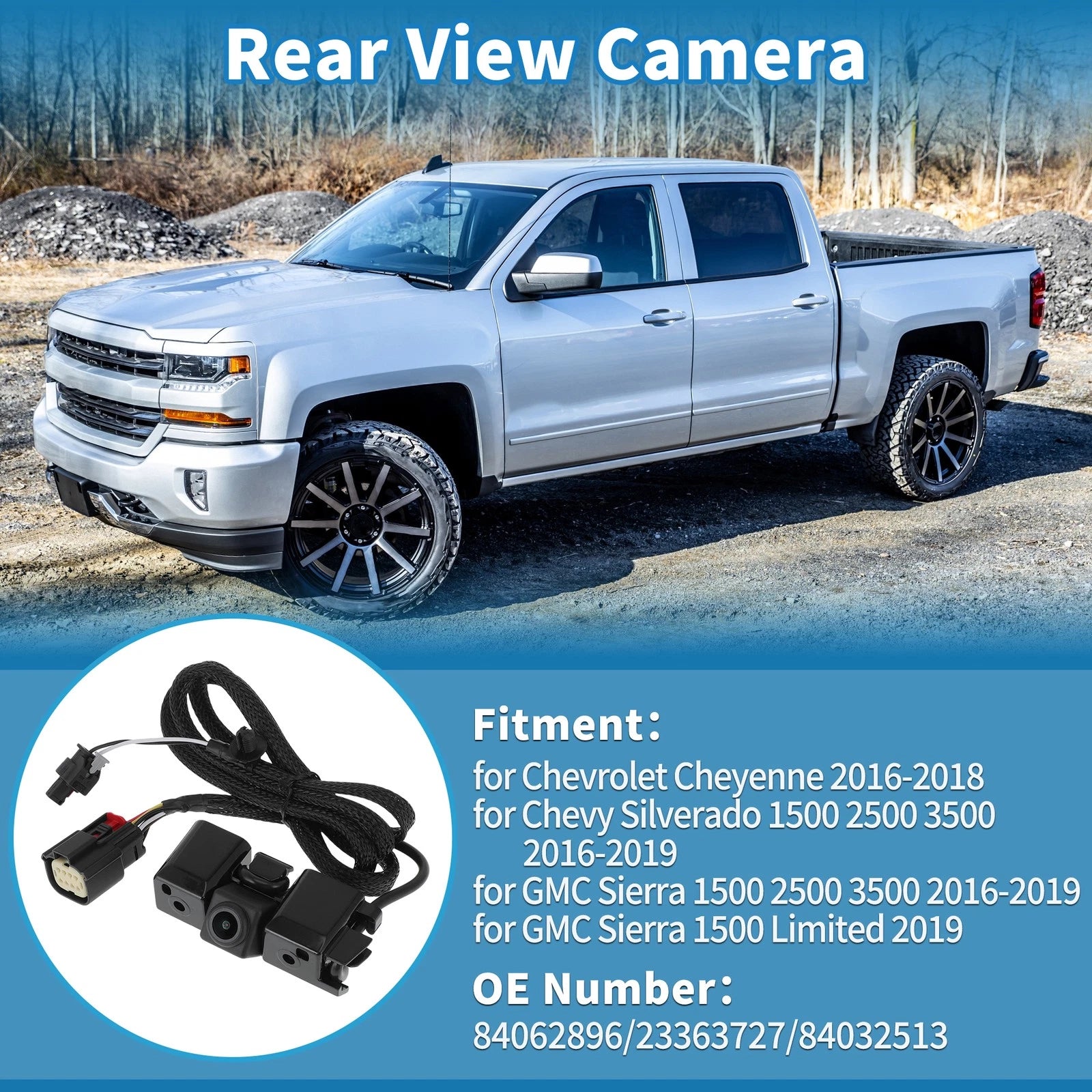 Rear View Park Assist Backup Camera for Chevy Silverado Sierra (2016–2019)