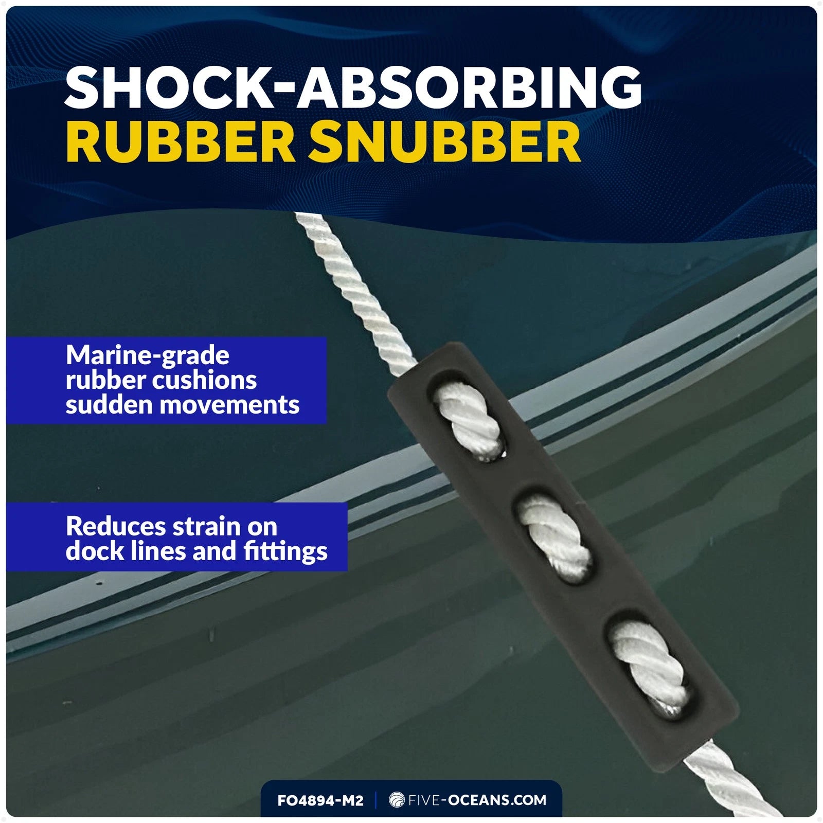 2-Pack Rubber Mooring for Dock Lines 5/8" to 11/16"