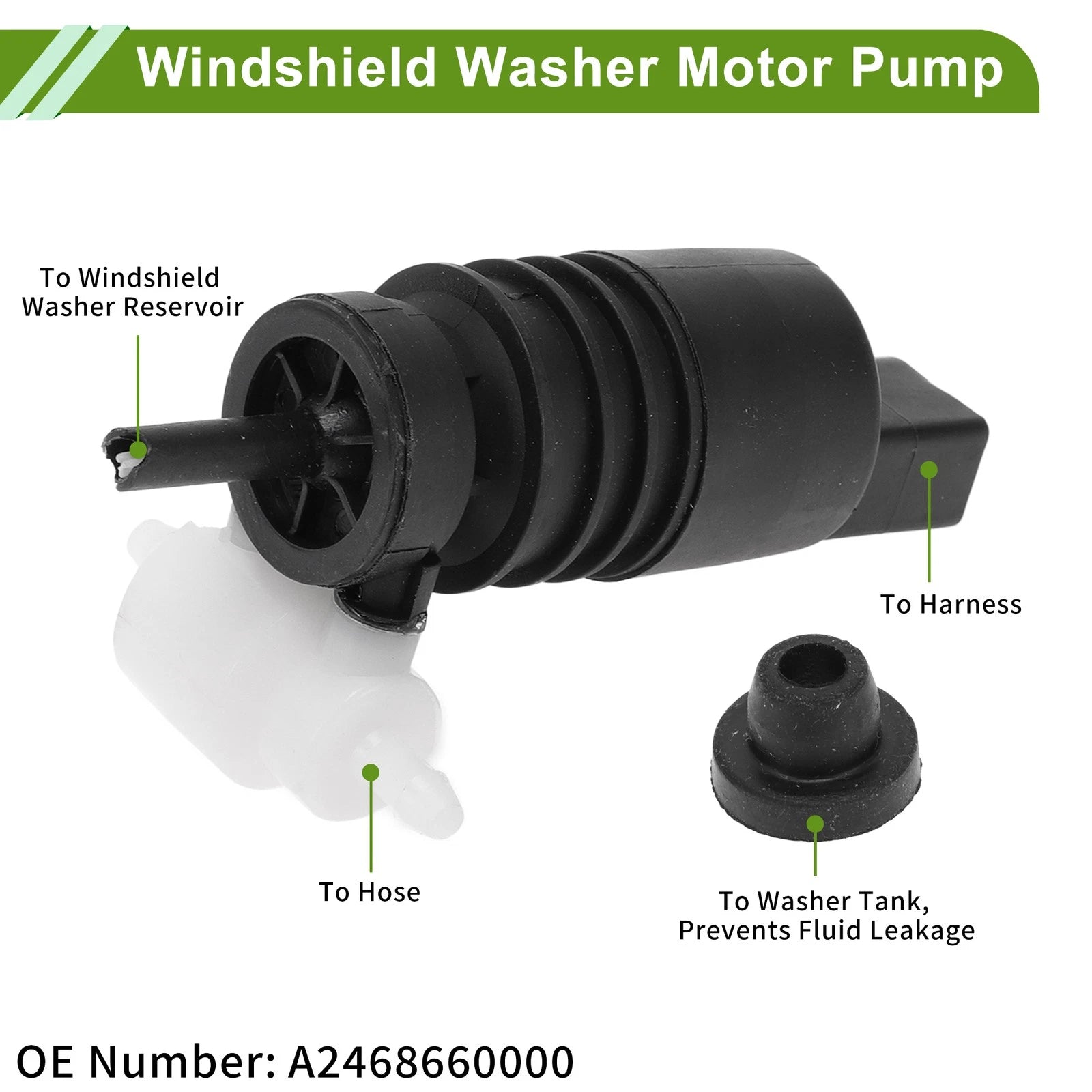 Windshield Washer Pump w/Grommet for Benz (A2468660000)