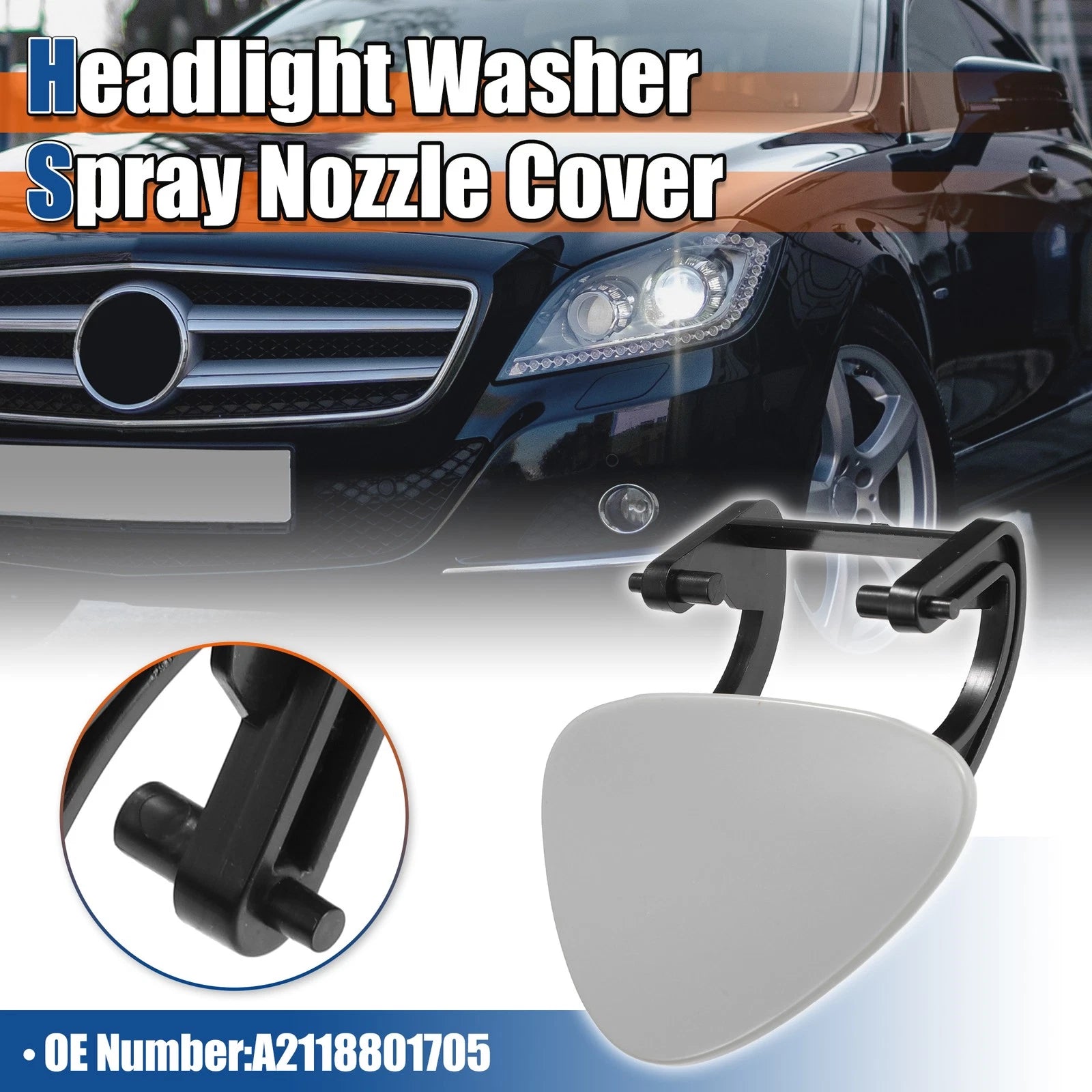 Headlight Washer Spray Nozzle Front Left for Mercedes-Benz C-Class (2014–2019)