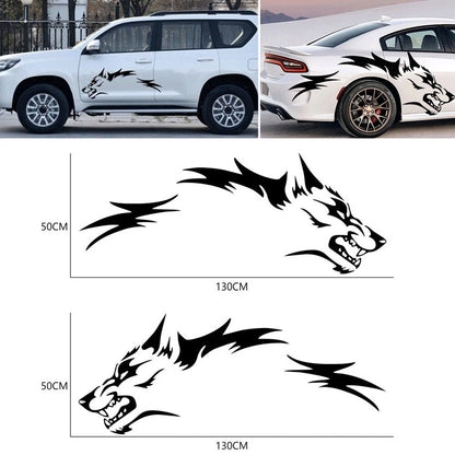 2X Black Car Body Side Door Stickers Running Wolf Totem Vinyl Decals Universal