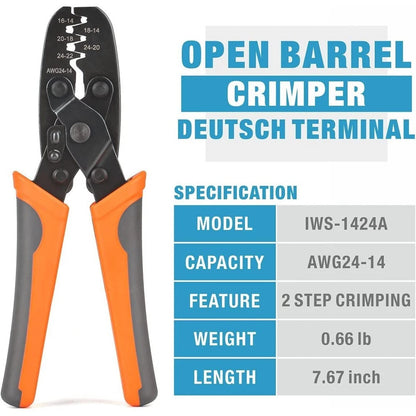 IWC-1424A Open Barrel-Terminal Crimping Tool AWG14 to AWG24