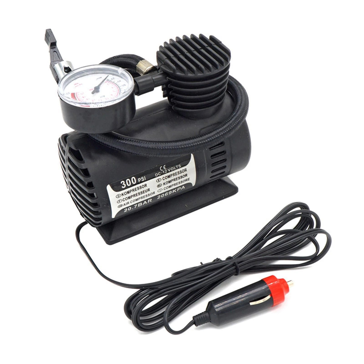 Air Compressor Pump with Nozzle Adaptors for DC Outlet/Cigarette Lighter