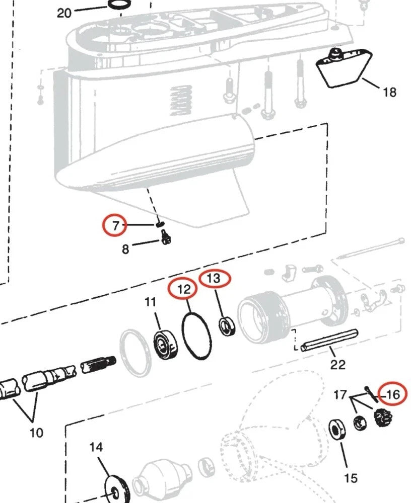 OMC Cobra Volvo Penta SX Lower Gearcase Oil Seal Set of 2 (3863090, 3852865)