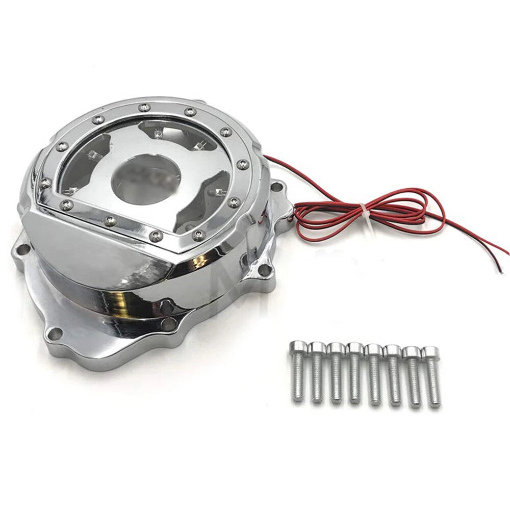 Chrome Left Engine Stator Cover with Blue LED for Honda CBR600RR (2003–2016)